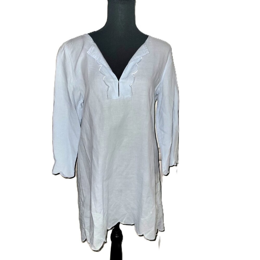 Jcrew Fac. Light Blue Scallop-3/4 Sleeve Tunic/Dress/Cover-up: S